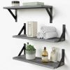 Forbena | Forbena Gray Floating Shelves Wall Mounted Bookshelf Set Of 3, 24 Inches Long 8 Inch Deep Wall Shelves For Bedroom, Bathroom, Living Room, Laundry Room, Kitchen, Office, Closet (Rustic Grey)