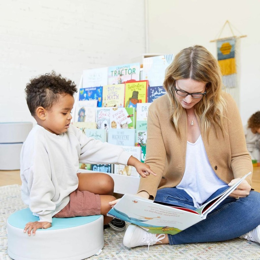 ECR4Kids | Ecr4Kids Double-Sided Mobile Book Display, Classroom Bookshelf, White Wash