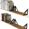 Wallniture | Wallniture Minori Floating Shelves Set Of 4, Small Bookshelf Unit For Bedroom, Office, Bathroom, And Living Room, Natural Burned Rustic Wood Wall Decor With Metal Floating Shelf Bracket