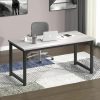 NSdirect | Nsdirect 63" Large Computer Desk,Modern Simple Style Pc Table Office Desk Wide Workstation For Study Writing,Gaming And Home Office,Extra 1" Thicker Wooden Tabletop And Black Metal Frame,Stone White