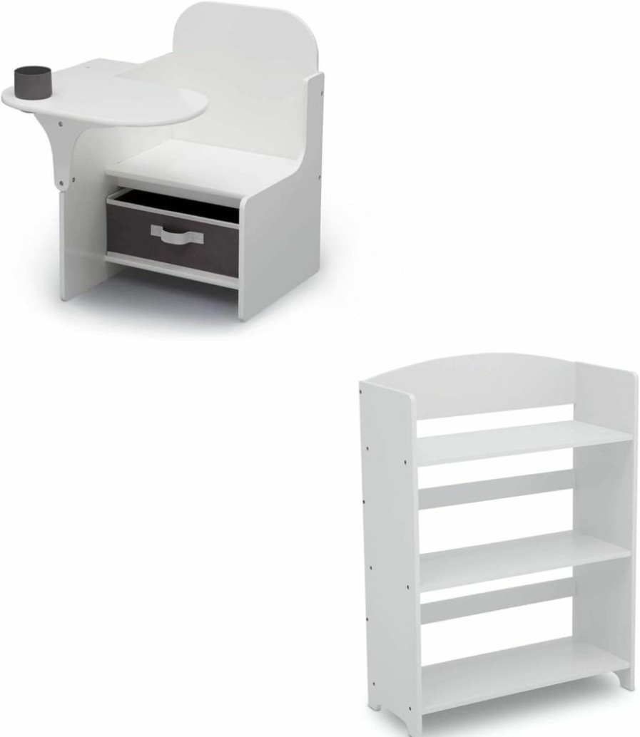 Delta Children | Delta Children Mysize Chair Desk With Storage Bin + Mysize Bookshelf, Grey (Bundle)