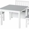 Aosom | Qaba 4-Piece Kids Table Set With 2 Wooden Chairs, 1 Storage Bench, And Interesting Modern Design, Grey/White