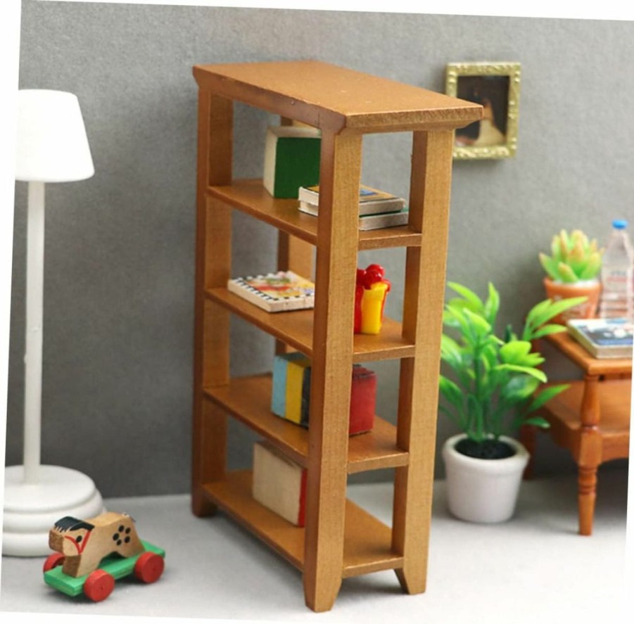 Veemoon | Veemoon Simulation Frame Wood Mini Wardrobe Book Cabinet Mini Bookcase Wooden Wardrobe Home Goods Home Decor Book Shelf Model Mini House Furniture Wooden Bookcase Decor Flower Stand Black