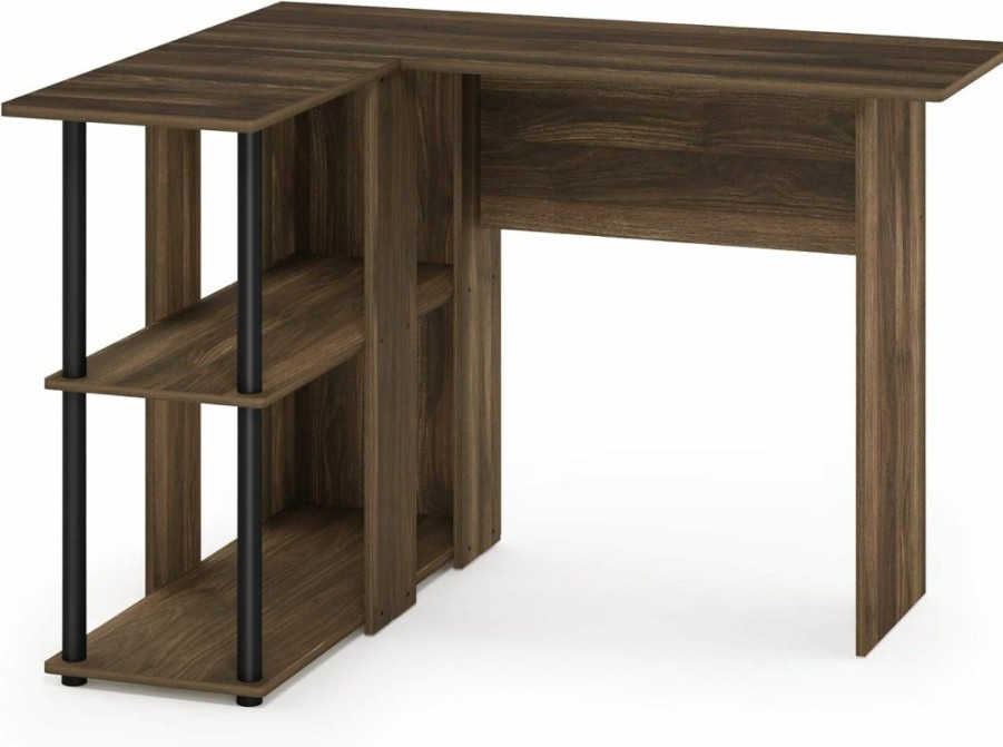 Furinno | Furinno Moore L-Shape Computer Desk With 3-Tier Shelves, French Oak