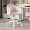 LukeAlon | Lukealon Kids Cute Swivel Desk Chair, Velvet Child Study Chair With Rolling Wheels And Arms, Comfy Upholstered Height Adjustable Teen Vanity Chair For Home Bedroom School, Pink