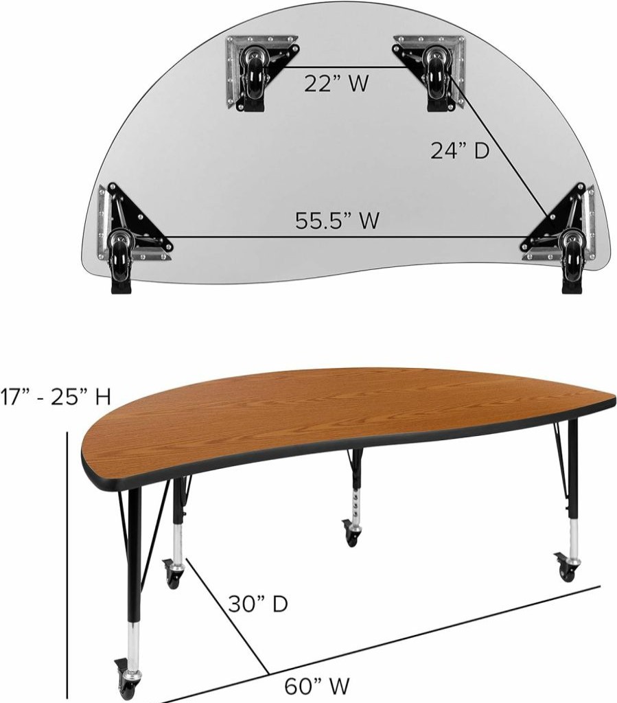 Flash Furniture | Flash Furniture 2 Piece Mobile 60" Circle Wave Collaborative Grey Thermal Laminate Kids Adjustable Activity Table Set