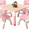 FUNLIO | Funlio Kids Table And 4 Chairs Set, Height Adjustable Toddler Table And Chair Set For Ages 3-8, Easy To Wipe Arts & Crafts Table, For Classrooms/Daycares/Homes, Cpc & Ce Approved(5-Piece Set)