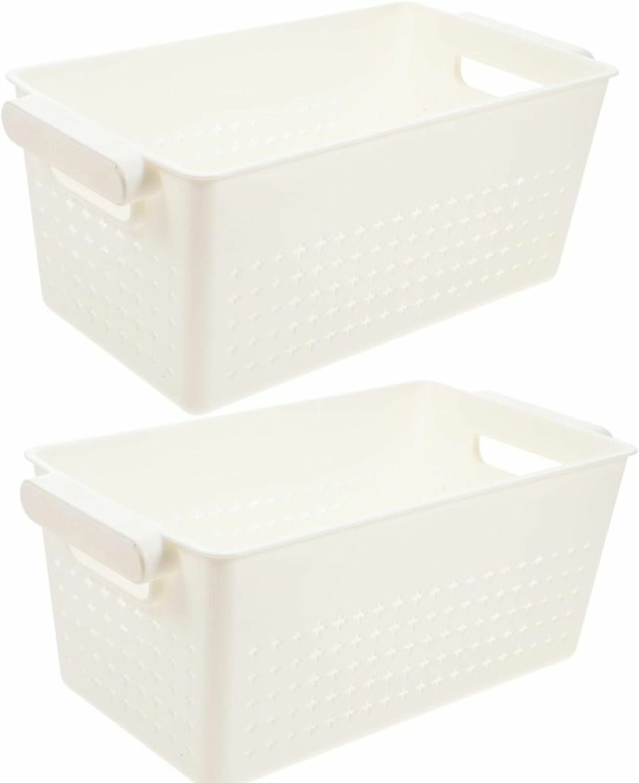 Cabilock | Cabilock 2Pcs Storage Baskets Sundry Basket Household Basket Portable Basket White Desktop