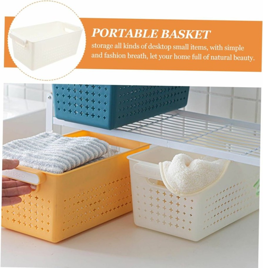 Cabilock | Cabilock 2Pcs Storage Baskets Sundry Basket Household Basket Portable Basket White Desktop