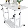 BEFOCL | Befocl 31.5 Inches Mobile Home Office Desk, Adjustable Height Computer Desk, Double Support Bar Reinforced Design Single Small Desk,Children'S Study Table(31.5In, White)