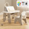 Tigasy | Kids Table And Chair Set With Drawing Desktop And Bookshelf, 4Th Gear Height Adjustment Toller Table For Ages 3-11, A Easy To Clean Children'S Table For Playing, Drawing, Reading Or Eating.(Grey)