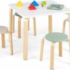 INFANS | Infans Kids Wooden Table And Stool Set, 5-Piece Activity Table With 4 Stools For Toddler Building Block Drawing Reading Art Crafts, Children Natural Furniture Set For Kindergarten Classroom