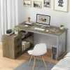 Homsee | Homsee Home Office Computer Desk Corner Desk With 3 Drawers And 2 Shelves, 55 Inch Large L-Shaped Study Writing Table With Storage Cabinet - White