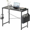 Pamray | Pamray 32 Inch Small Spaces Computer Desk With Storage Bag Study Table Desk For Bedroom Writing And Work Small Home Office Desk Espresso Gray