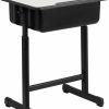 Flash Furniture | Flash Furniture Billie Open Front Student Desk For Classrooms Or Remote Learning, Height Adjustable School Desk With Book Box And Bag Hooks, Black/Gray