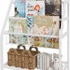 Azheruol | Azheruol Kids Bookshelf Freestanding For Children Room 18 Inches Small White Metal Bookcase Large Capacity Books Toys Organizer Stable 5 Tiers Kids Book Rack For Playroom Bookstore Library