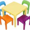 Saturnpower | Saturnpower Kids Table And 4 Chairs Set, Toddler Table Plastic Sturdy Desk For Reading, Art, Homework