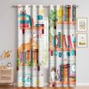 MIZSYE | Mizsye Bookshelf Brick Wall Curtains Cartoon Animal Cat Blackout Curtain For Kids Girls Boys Bedroom Modern Art Style Insulated Privacy Drapes For Living Room Guest Room 2Panels 42X84Inch Cldjms0162