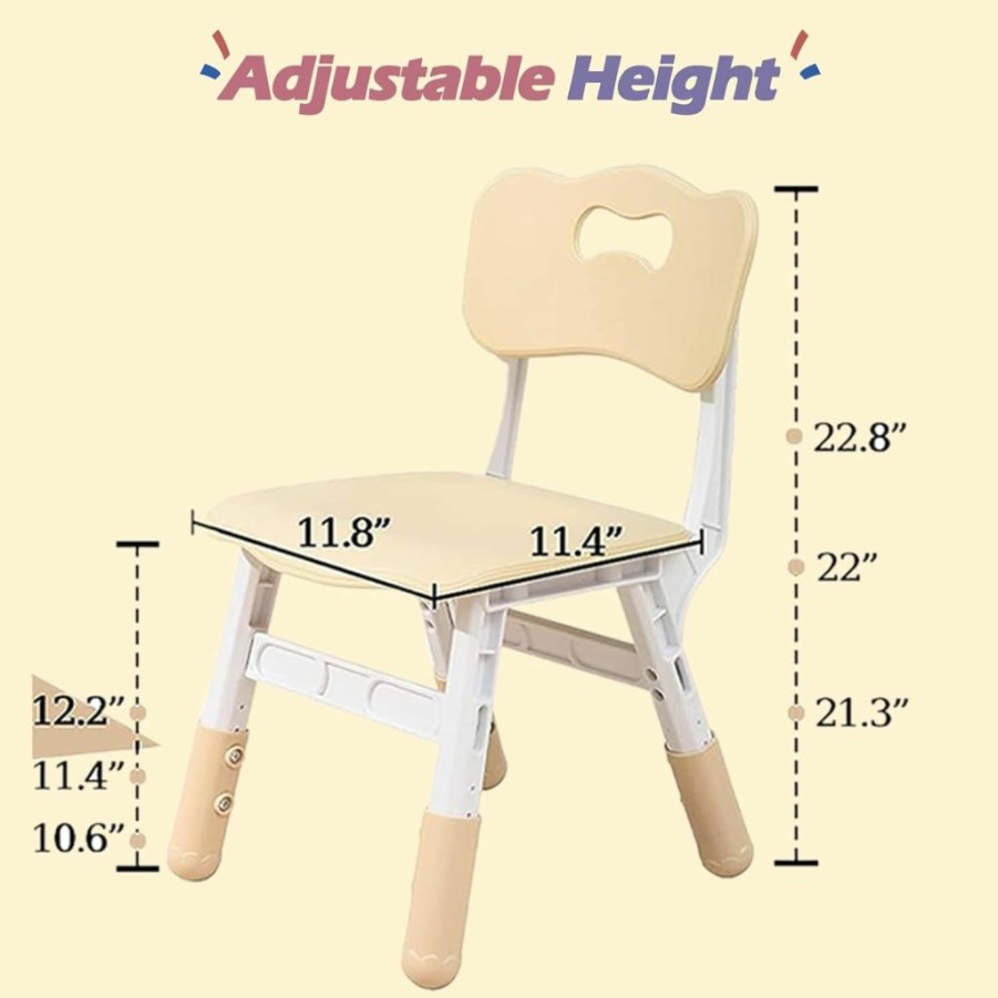 Ybaiwana | Ybaiwana Children Chair 3 Level Height Adjustable, Maximum Load-Bearing 180Lbs, Suitable For Family, Classroom And Nursery, Suitable For Girls & Boys Age 2-10, Beige-03