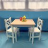 PETIT BATEAU | Petit Bateau Toddler Kids Table And Chairs Set Solid Wood Modern Wooden Furniture For 2-8 Years Boy Girl Children White Color Craft Art Preschool Playroom