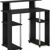 Furinno | Furinno Jaya Simplistic Computer Study Desk, Americano/Chrome/Black