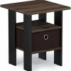 Furinno | Furinno Andrey End Table / Side Table / Night Stand / Bedside Table With Bin Drawer, Dark Brown/Black, 1-Pack, Center Bin