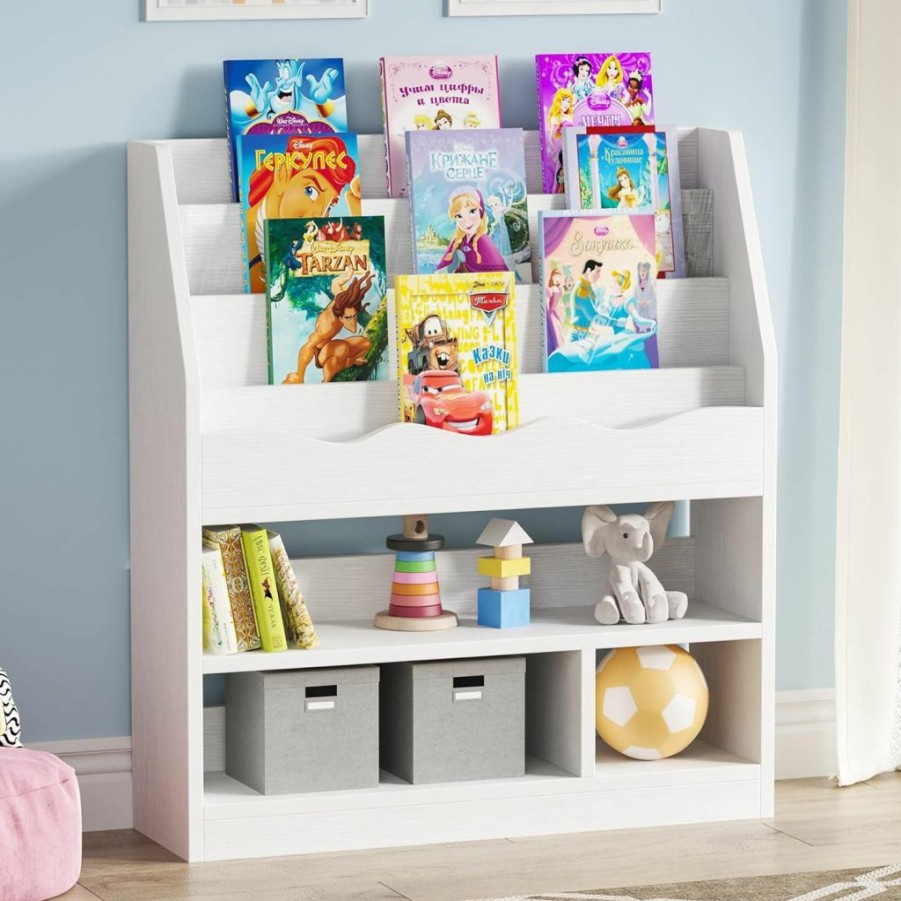 Tribesigns | Tribesigns Kids Bookshelf, Children'S Bookcase Display Stand, Kids Toy Storage Organizer Rack, Wooden White Bookshelves For Kid'S Room, Playroom, Homeschool, Classroom, Kindergarten