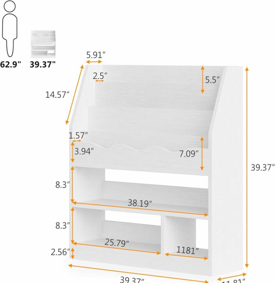 Tribesigns | Tribesigns Kids Bookshelf, Children'S Bookcase Display Stand, Kids Toy Storage Organizer Rack, Wooden White Bookshelves For Kid'S Room, Playroom, Homeschool, Classroom, Kindergarten