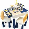 idoot | Idoot 7 In 1 Multi Kids Activity Table Set With 2 Chairs And 100 Pcs Large Size Blocks Compatible With Large Classic Blocks, Water Table,Sand Table And Blocks Table For Kids Activity