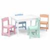 Delta Children | Delta Children Mysize Kids Table With 4 Chairs, Bianca White/Pastel