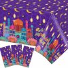 Adirasenotek | Adirasenotek 3Pcs Ramadan Mubarak Party Tablecloths,87\" Lx51 W Rectangular Plastic Table Covers,Kids' Party Disposable Tablecloths For Decoration,Birthday Party,Baby Showers(Purple)