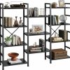 SUPERJARE | Superjare Triple 6 Tier Bookshelf, Bookcase With 17 Open Display Shelves, Wide Book Shelf Book Case For Home & Office, Black