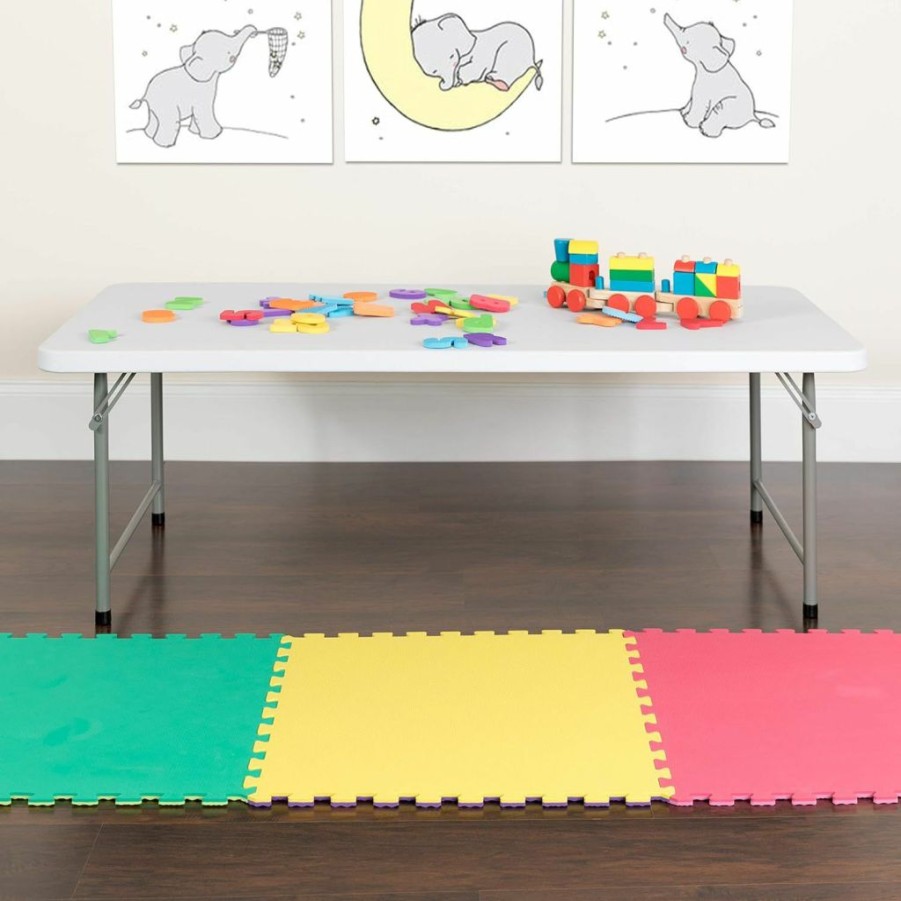 BizChair | Bizchair 4.93-Foot Kid'S Granite White Plastic Folding Activity Table - Play Table