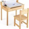 HONEY JOY | Honey Joy Kids Table And Chair Set, Wooden Lift-Top Desk & Chair With Storage, Safe Hinged Lid, Activity Table Set For Craft Art, 2-Piece Children Furniture Set For Daycare, Kindergarten (Natural)