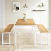 IMUsee | Imusee 3Pc 47.2" Dining Table Set For 4-6, Heavy Duty Kitchen Table With Benches, Kitchen & Dining Room Table Set, Space-Saving Dinette, Grey & Light Brown