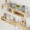 QimCoor | Qimcoor Nursery Shelves With Lip, 5.7 Inch Deep Floating Shelf With Extra Cube Shelf, Natural Solid Wood Kids Bookshelf, Baby Nursery Decor For Wall (Natural-2Pack, 16.5In)…