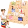 PETKABOO | Petkaboo 5 Tier Kid Book Shelves,Wood Kids Stand Bookcase, Cartoon Cubbies Reading Book Stand For Kids, Toy Storage Organizer For Kids Bedroom Toy Room - Gift