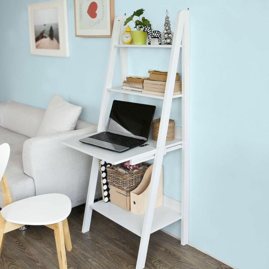 Haotian | Haotian Modern Ladder Bookcase Made Of Wood, Book Shelf,Stand Shelf, Wall Shelf (Frg115-W)