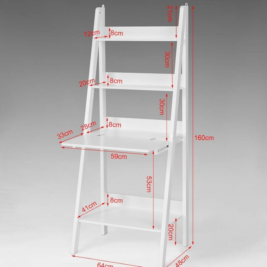 Haotian | Haotian Modern Ladder Bookcase Made Of Wood, Book Shelf,Stand Shelf, Wall Shelf (Frg115-W)