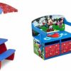 Delta Children | Delta Children 4 Seat Activity Picnic Table, Mickey Mouse & Kids Convertible Activity Bench - Greenguard Gold Certified, Disney Mickey Mouse