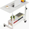 Dekhaoxe | Luvbestaken Adjustable Height Mobile Computer Desk For Small Space Rolling Writing With Wheels Corner Home Office Study Portable Bedrooms Work Size 31.5X15.7 Inch Storage Gaming Table, White