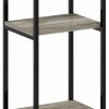 Furinno | Furinno Just 3-Tier Turn-N-Tube End Table / Side Table / Night Stand / Bedside Table With Plastic Poles, 2-Pack, French Oak Grey/Black