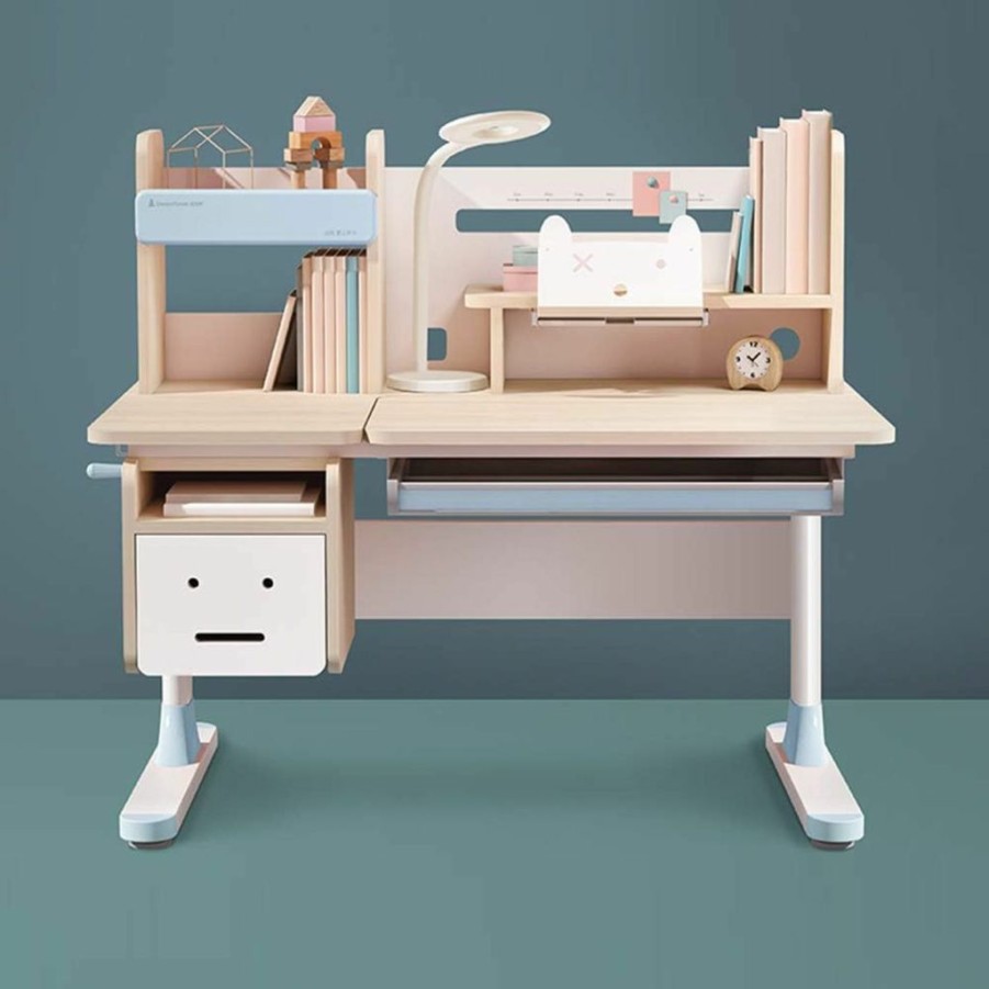 FCD | Fcd Ergonomic Multi Function Wood Adjustable Kids Study Desk Drafting Table And Computer Station With Book Shelf And Hutch (Pink, Chair Is Not Included)