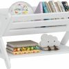 UTEX | Utex Kids' Book Caddy With Shelf, Kids Bookcase Storage With Shelf, Kids Book Storage Organizer For Toddlers, Kids, White (White)