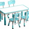 TQUEG | Children'S Table And 4 Chair Set, Height Adjustable Graffiti Table, Preschool Activity Art Craft Table, Easy To Clean And Assemble Children'S Activity Art Craft Table (Mint Green)