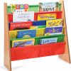 Sagler | Sagler Toddler Book Shelf Organizer - Wooden Kids Book Case Storage & Magazine Rack With 5 Multicolored Nylon Fabric Shelves - Easy-To-Reach Kids Bookshelf For Nursery, Bedroom, Playroom, Classroom