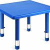 Wesiti | Plastic Classroom Table 24'' Square Height Adjustable Activity Table Classroom Furniture Waterproof Activity Desk For Kids Preschool Daycare School (Blue)