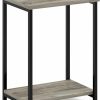 Furinno | Furinno Simplistic 1-Tier End Side Night Stand/Bedside Table With Plastic Poles, French Oak Grey/Black