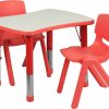 Flash Furniture | Flash Furniture Emmy 21.875''W X 26.625''L Rectangular Red Plastic Height Adjustable Activity Table Set With 2 Chairs