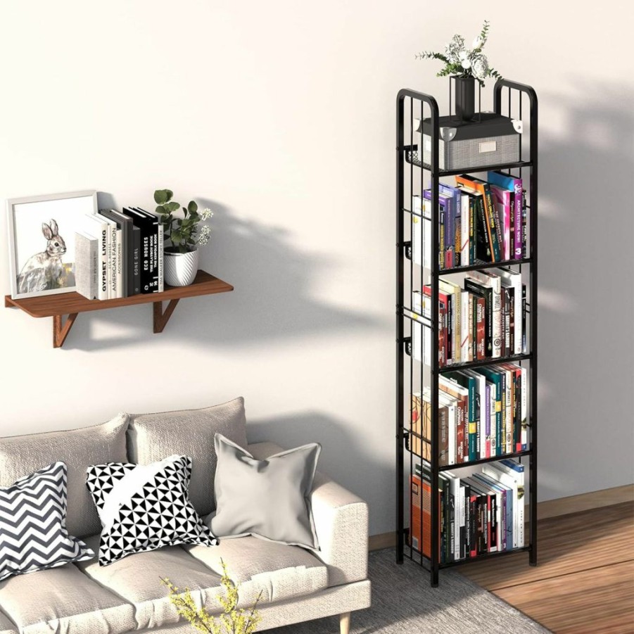 Azheruol | Azheruol Bookshelf Storage Shelf Bookcase Freestanding Storage Stand For Living Room, Bedroom, Kitchen, Rust Resistance, Easy Assemblyl Free Combination Multi-Functional Organizer (3 Tiers, Black)